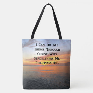 BOLSO DE TELA SERENE SUNRISE PHILIPPIANS 4:13 FOTO SCRIPTURE