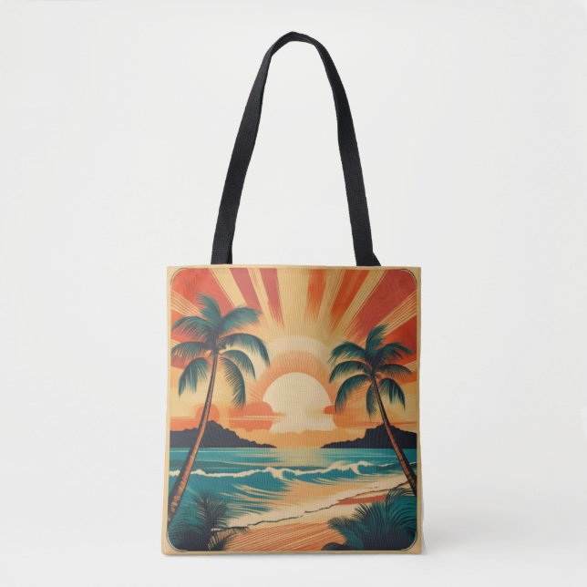 Bolso De Tela Serene Tropical Sunset con Palmeras (Anverso)