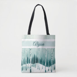 Bolso De Tela Serene Winter Birch Forest