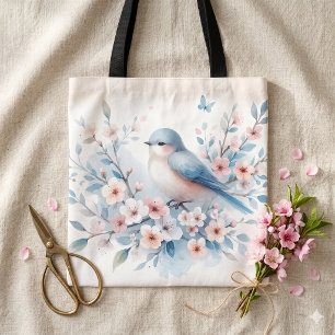 Bolso De Tela Serenidad Acuarela Flor de Bluebird