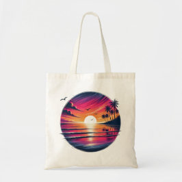 Bolso De Tela Serenidad al Atardecer – Tote Paisaje Costero de E