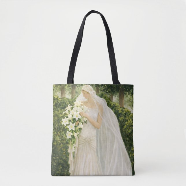Bolso De Tela Serenity in Ivory: A Bride in a Garden Reverie (Anverso)