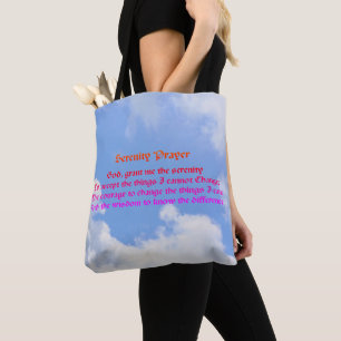Bolso De Tela Serenity Prayer Blue Sky Inspirador Tote Bag