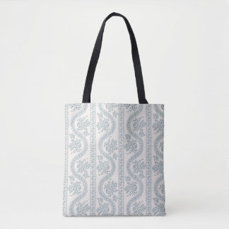 Bolso De Tela Serpentina floral gris azul, hueso