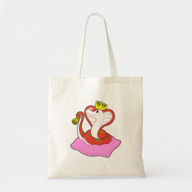 Bolso De Tela Serpiente como rey con corona (Frente)
