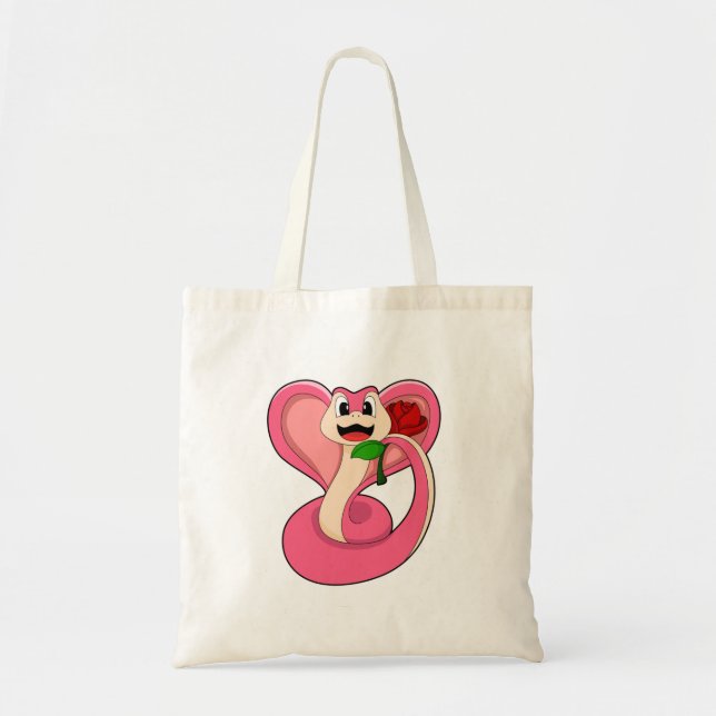 Bolso De Tela Serpiente con Rosa (Frente)