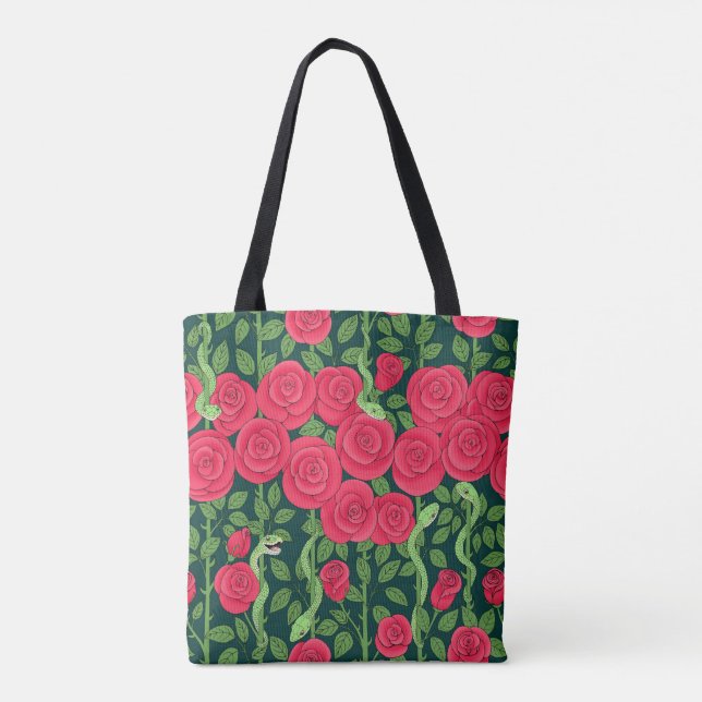 Bolso De Tela serpientes y rosas (Reverso)