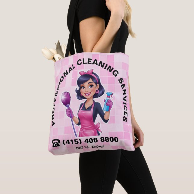 Bolso De Tela Servicio de Limpieza de Doncella Rosa (Detalle)