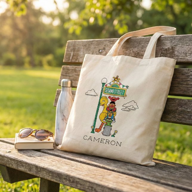 Bolso De Tela Sesame Street Characters & Street Sign Tote Bag (Subido por el creador)