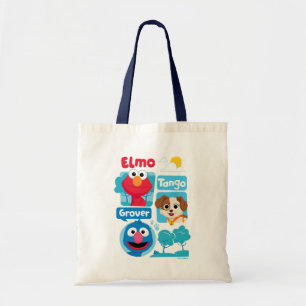 Bolso De Tela Sesame Street   Gráfico de Elmo, Tango y Grover Pa