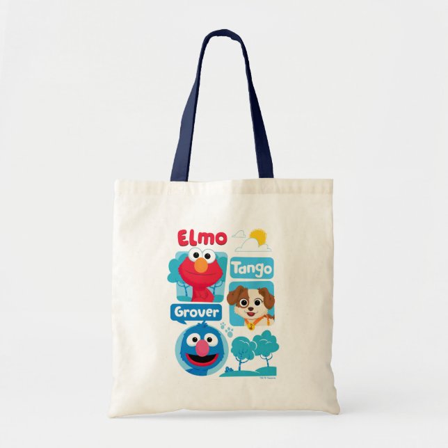 Bolso De Tela Sesame Street | Gráfico de Elmo, Tango y Grover Pa (Frente)