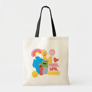 Bolso De Tela Sesame Street Paz, Amor, Sesame