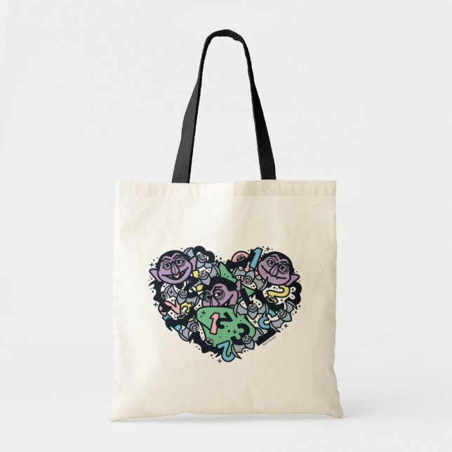 Bolso De Tela Sésamo | Conde von Count Doodle Heart (Frente)