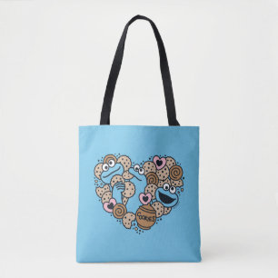 Bolso De Tela Sésamo   Cookie Monster Doodle Heart