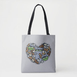 Bolso De Tela Sésamo Oscar el Corazón de Doodle de Grouch
