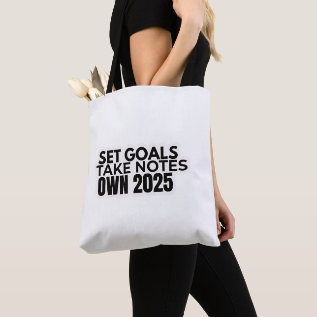 Bolso De Tela Set Goals. Take Notes. 2025 Tote Bag (Detalle)