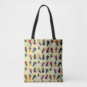 Bolso De Tela Setenta pintas y flores africanas