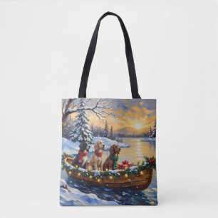 Bolso De Tela Setter Inglés Navidad Barco Fiesta