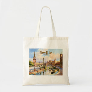 Bolso De Tela Sevilla España Plaza de España acuarela personaliz