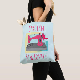 Bolso De Tela Sew Lovely, máquina de coser con mano rosa
