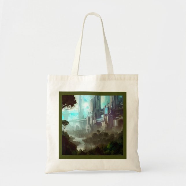 Bolso De Tela SF - Ciudad Sobre El Planeta Forestal 4 (Frente)