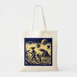 Bolso De Tela SF - Extranjeros En Un Extraño Planeta Woodcut 1