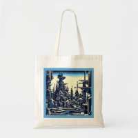 SF Futurista City Woodcut 4