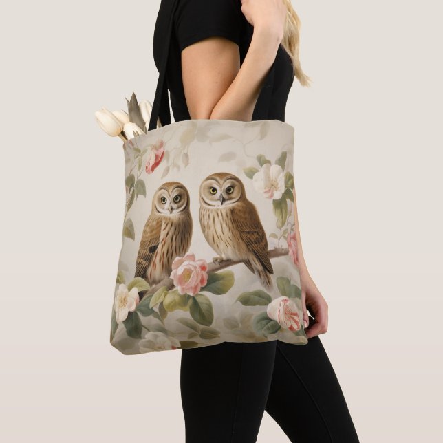 Bolso De Tela Shabby Chic Elegant Owls (Detalle)