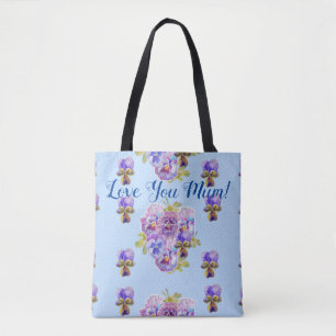 Bolso De Tela Shabby Chic Flowers Floral Love You Mamá Tote Bag