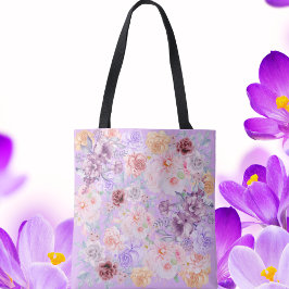 Bolso De Tela Shabby Chic Lilac Floral Bouquet