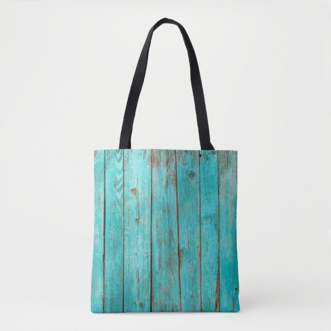 Bolso De Tela Shabby Wood Backgroundwood, beach, background, blu (Anverso)