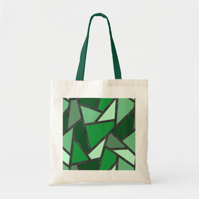 Bolso De Tela Shades of green stained glass pattern (Frente)
