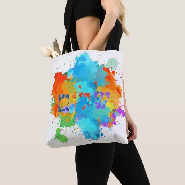 Bolso De Tela "Shalom" hebreo con fondo de pintura (Detalle)