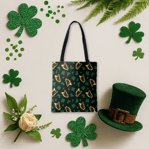 Bolso De Tela Shamrock and Harp en el Día de San Patricio