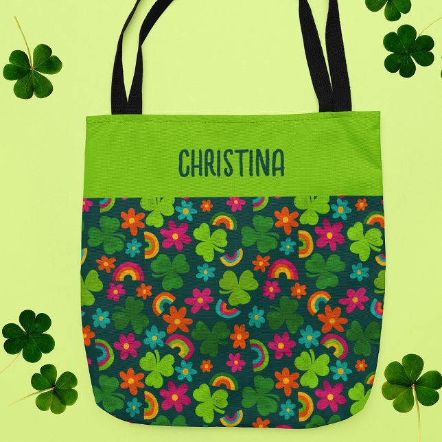 Bolso De Tela Shamrock, flores y arcos de lluvia San Patricio (Subido por el creador)