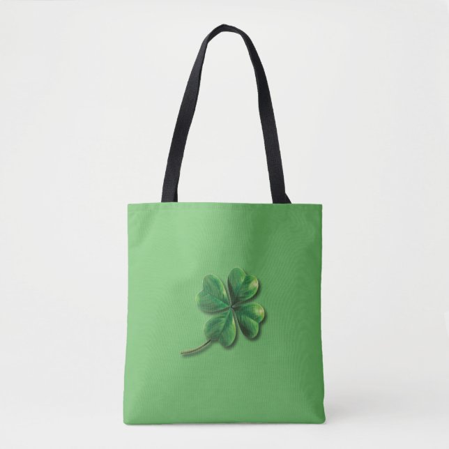 Bolso De Tela Shamrock irlandés verde moderno (Anverso)