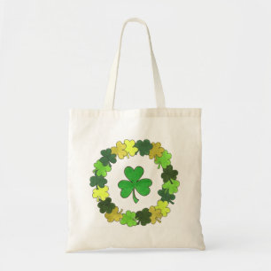 Bolso De Tela Shamrock irlandés verde Wreath Lucky Clover