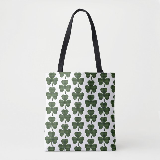 Bolso De Tela Shamrock Shape Plaid Dark Green (Anverso)