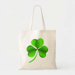 Bolso De Tela Shamrock verde sobre blanco