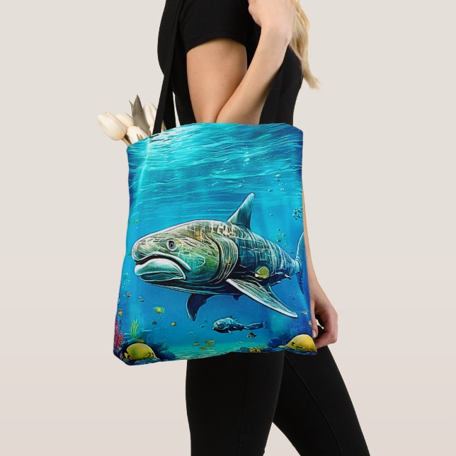 Bolso De Tela Shark Ocean Predator Art (Detalle)