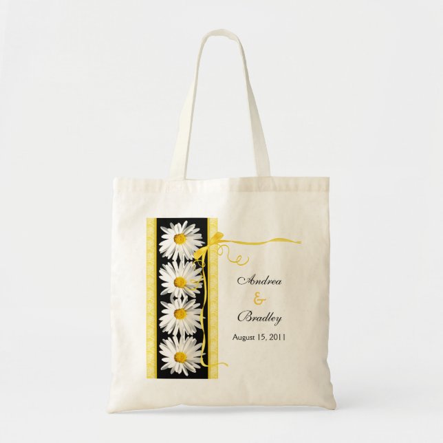 Bolso De Tela Shasta Daisy Boda Bag de bienvenida (Frente)