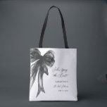 Bolso De Tela She’s Tying The Knot Black Bow Bridal Shower<br><div class="desc">Celebrate the bride-to-be with this She’s Tying The Knot Black Bow Bridal Shower Tote Bag, designed with a chic coquette-inspired black bow and elegant modern typography. Perfect for bridal showers, bachelorette celebrations, and wedding events, this stylish tote makes a thoughtful gift for the bride, bridesmaids, or guests. Ideal as a...</div>