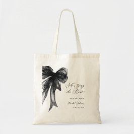 Bolso De Tela She’s Tying The Knot Black Bow Bridal Shower