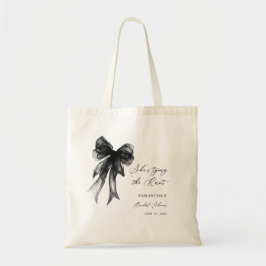 Bolso De Tela She’s Tying The Knot Black Bow Bridal Shower