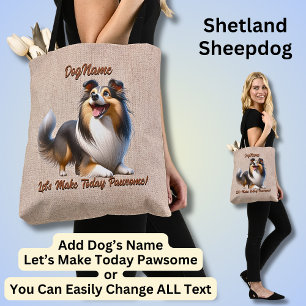 Bolso De Tela Sheepdog de Shetland - Añadir nombre de perro, cam