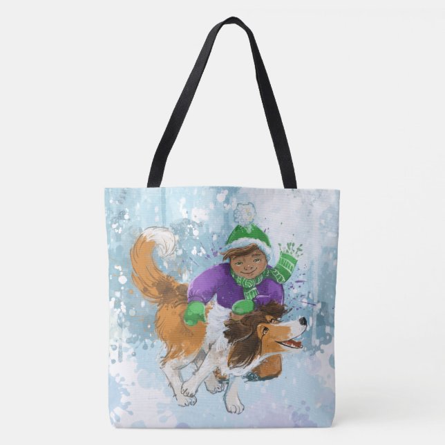 Bolso De Tela Sheldon el Sheltie y su chico (Anverso)