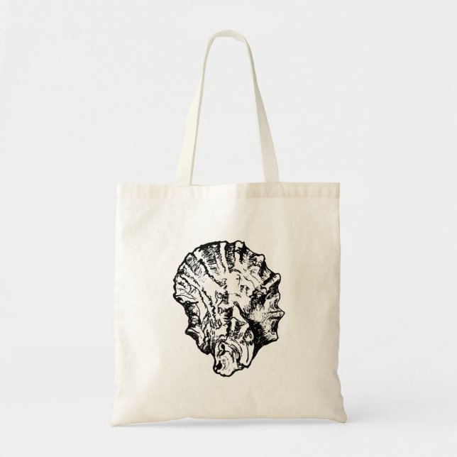 Bolso De Tela Shell de ostión blanco y negro (Frente)