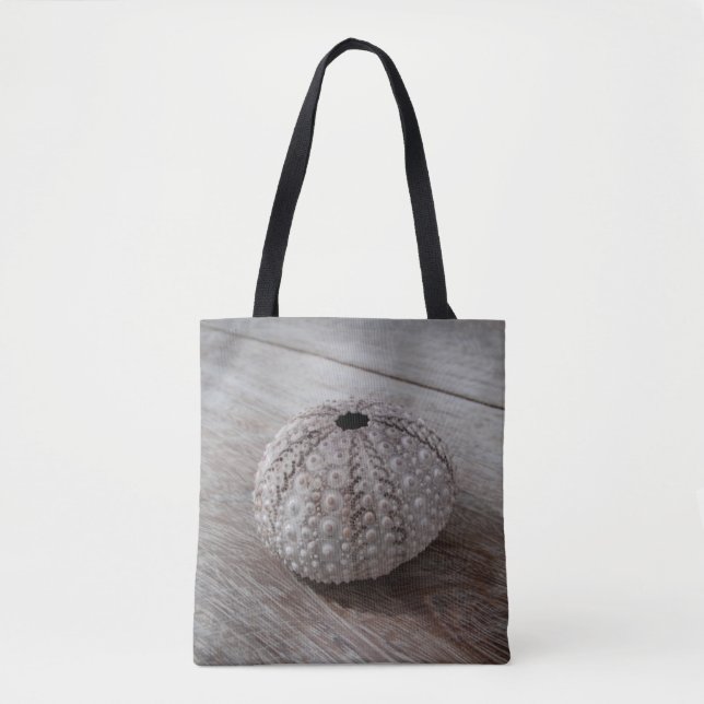 Bolso De Tela Shell encima de una tabla de madera (Anverso)