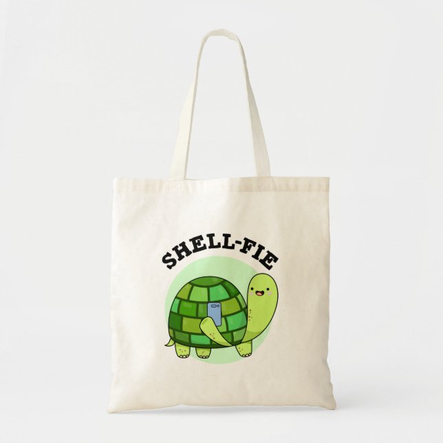 Bolso De Tela Shell-fie Funny Tortoise Selfie Pun (Frente)
