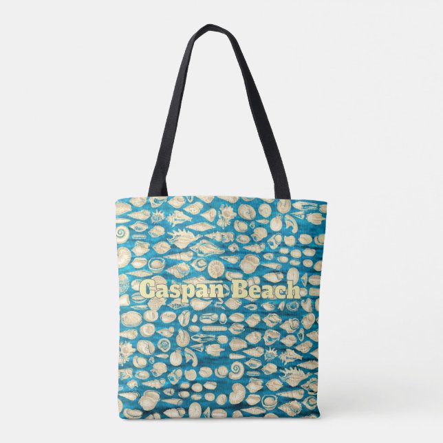 Bolso De Tela Shell- Mar de conchas - Azul (Reverso)